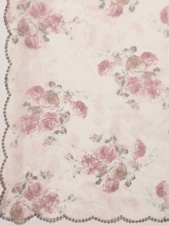 Digital Floral Printed Organza Saree