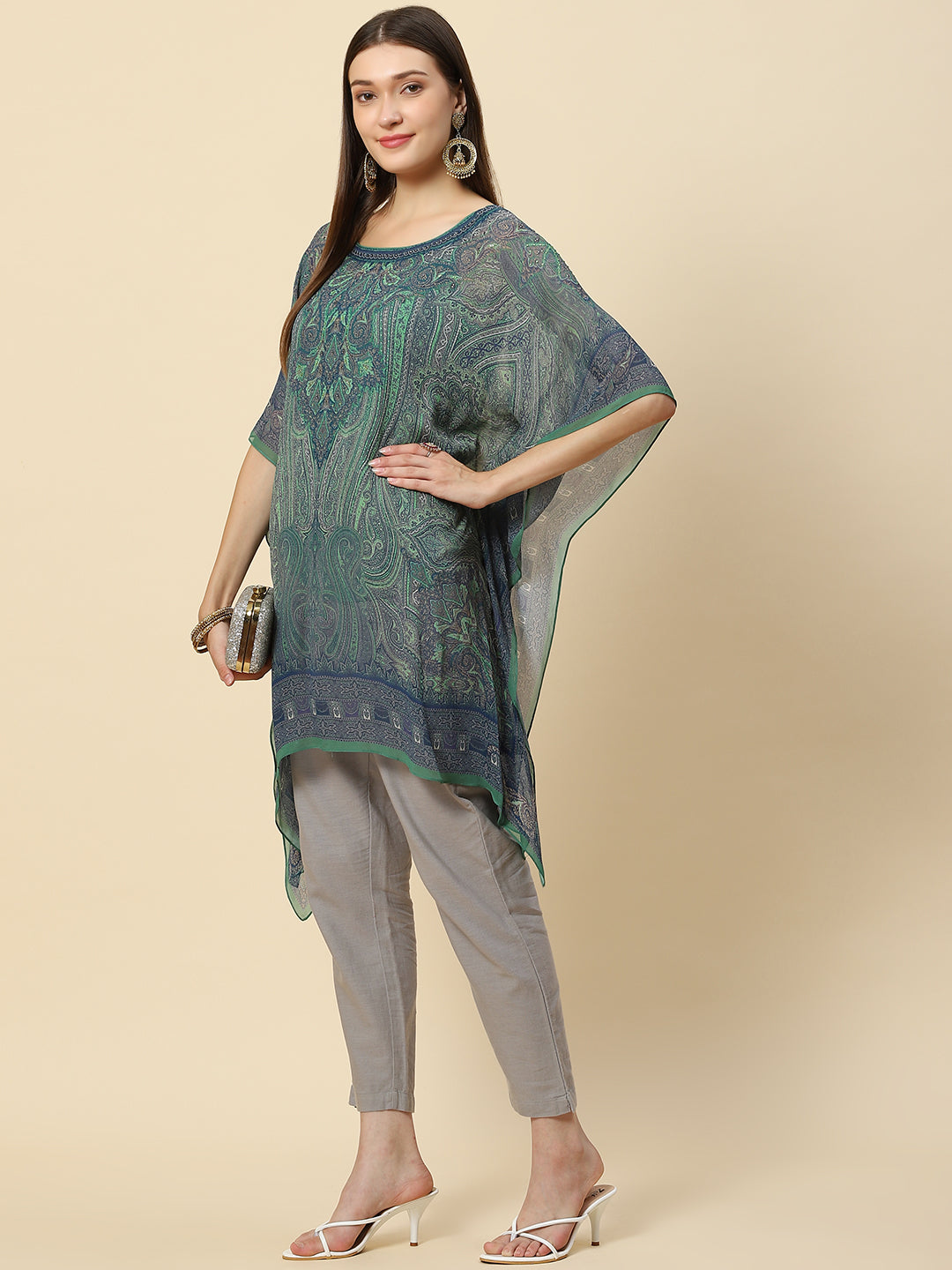 Digital Printed Georgette Kaftan Kurta