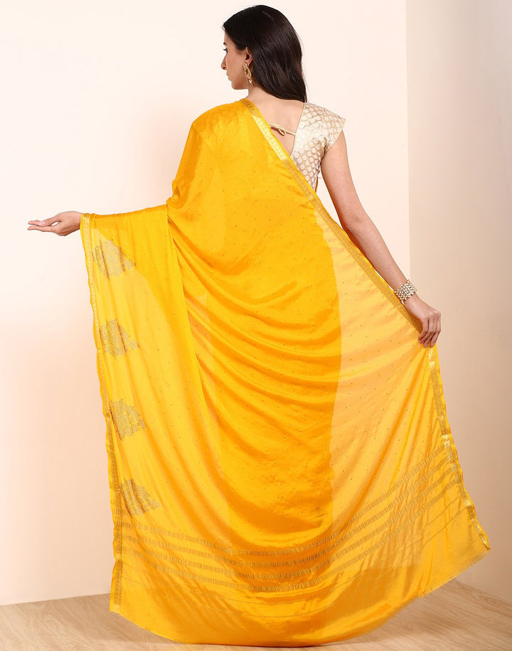 Yellow Art Crepe Saree