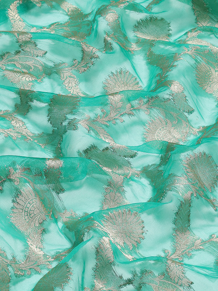 Floral Zari Jaal Organza Plain Saree