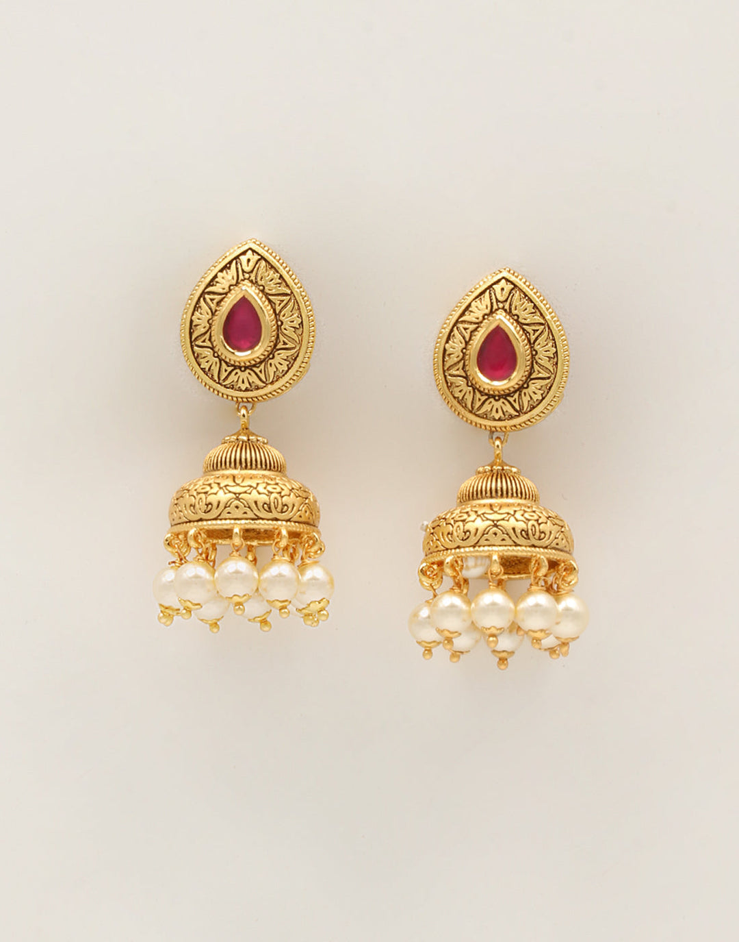 Colored Stone Necklace Set With Ear-Drop (Jhumki)