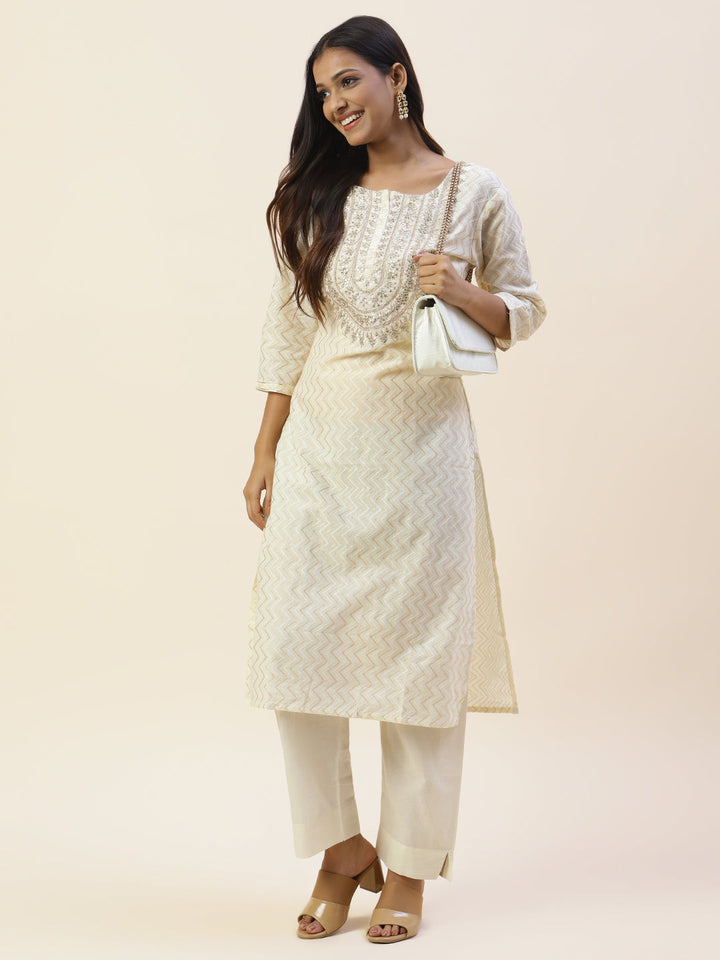 Printed Cotton Kurta With Pants