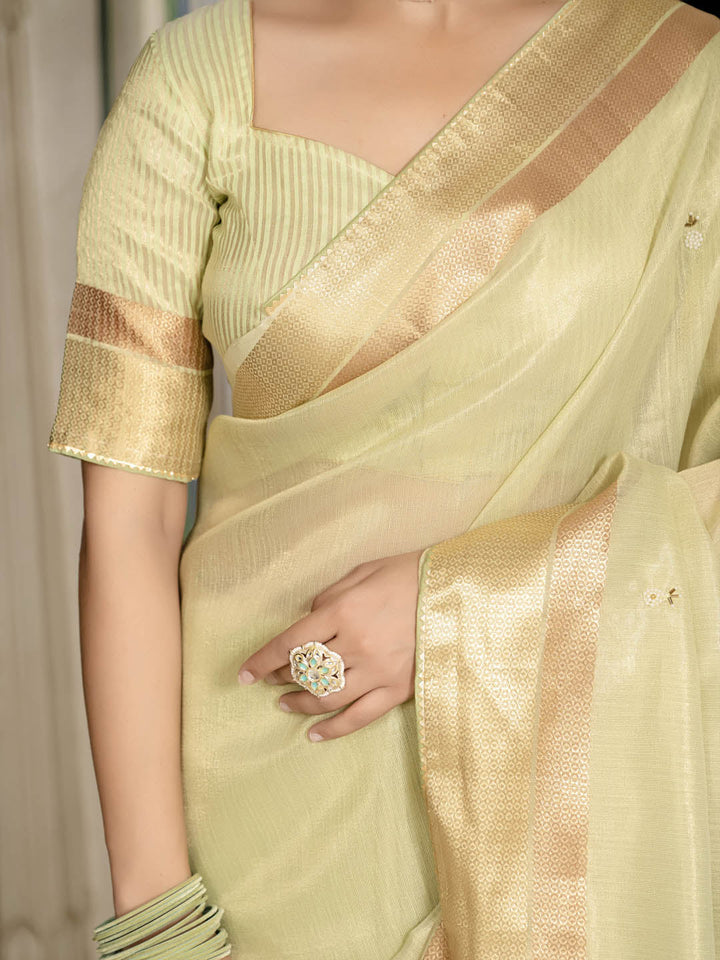 Woven Border Linen Saree