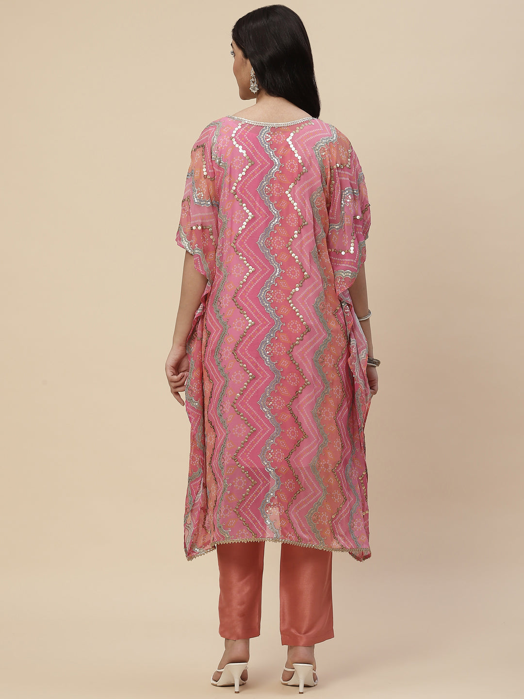 Sequin Embroidered Georgette Kurta With Pants