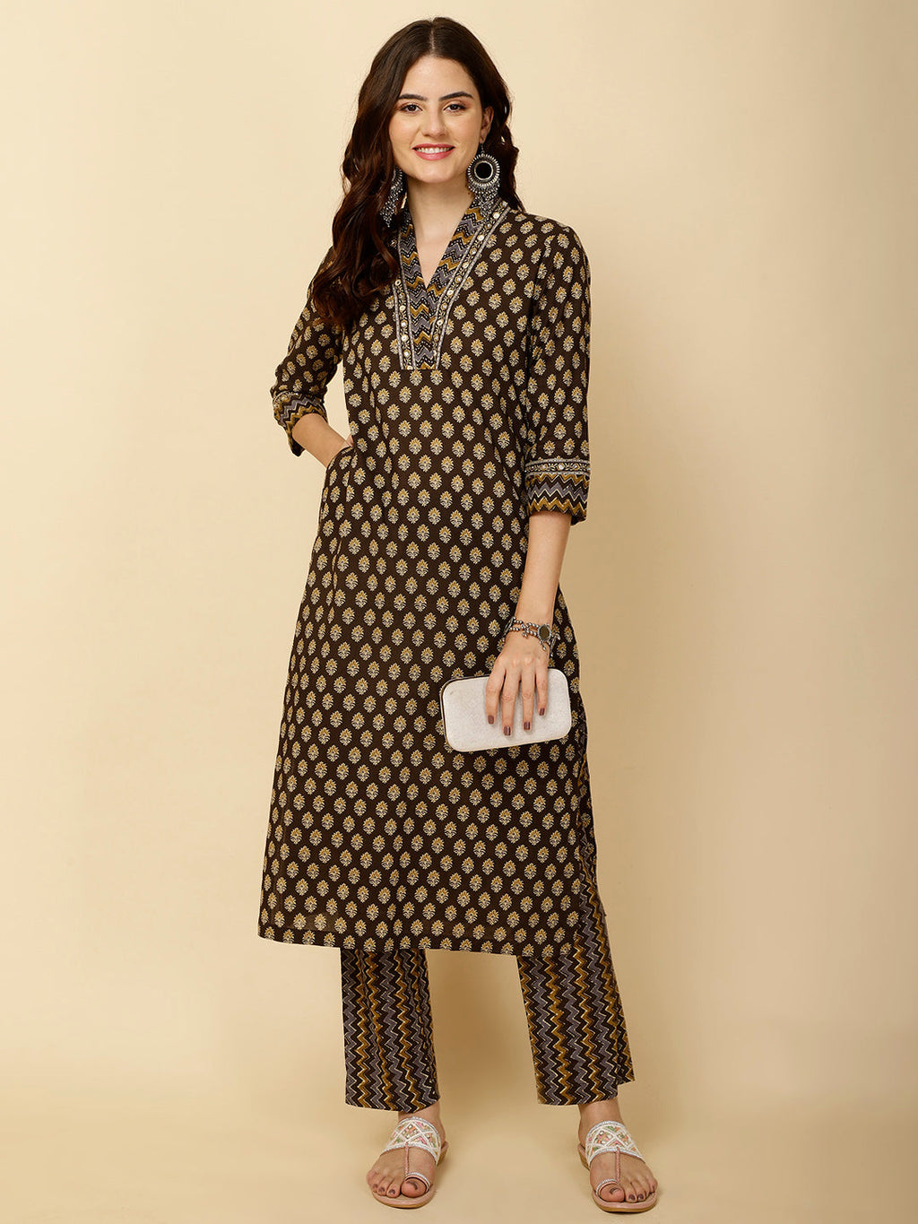 Floral Printed Cotton Kurta With Pants