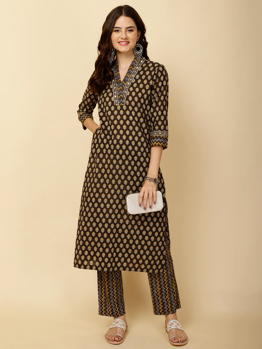 Floral Printed Cotton Kurta With Pants