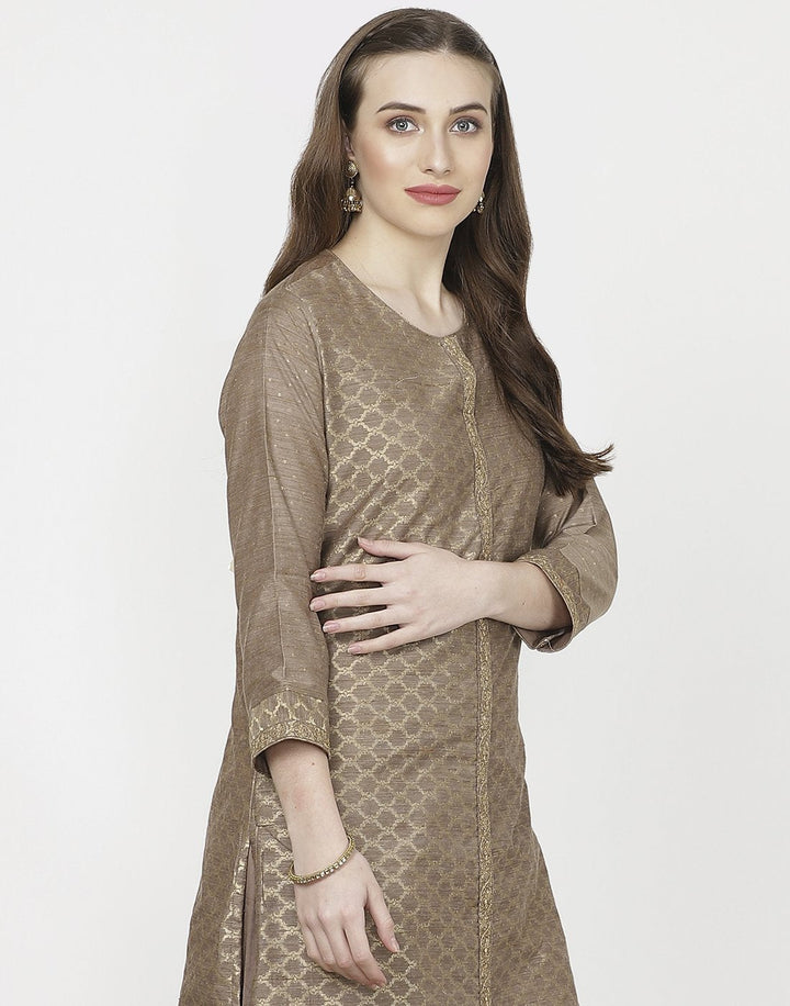 Mouse Art Tusser Kurti with Palazzo