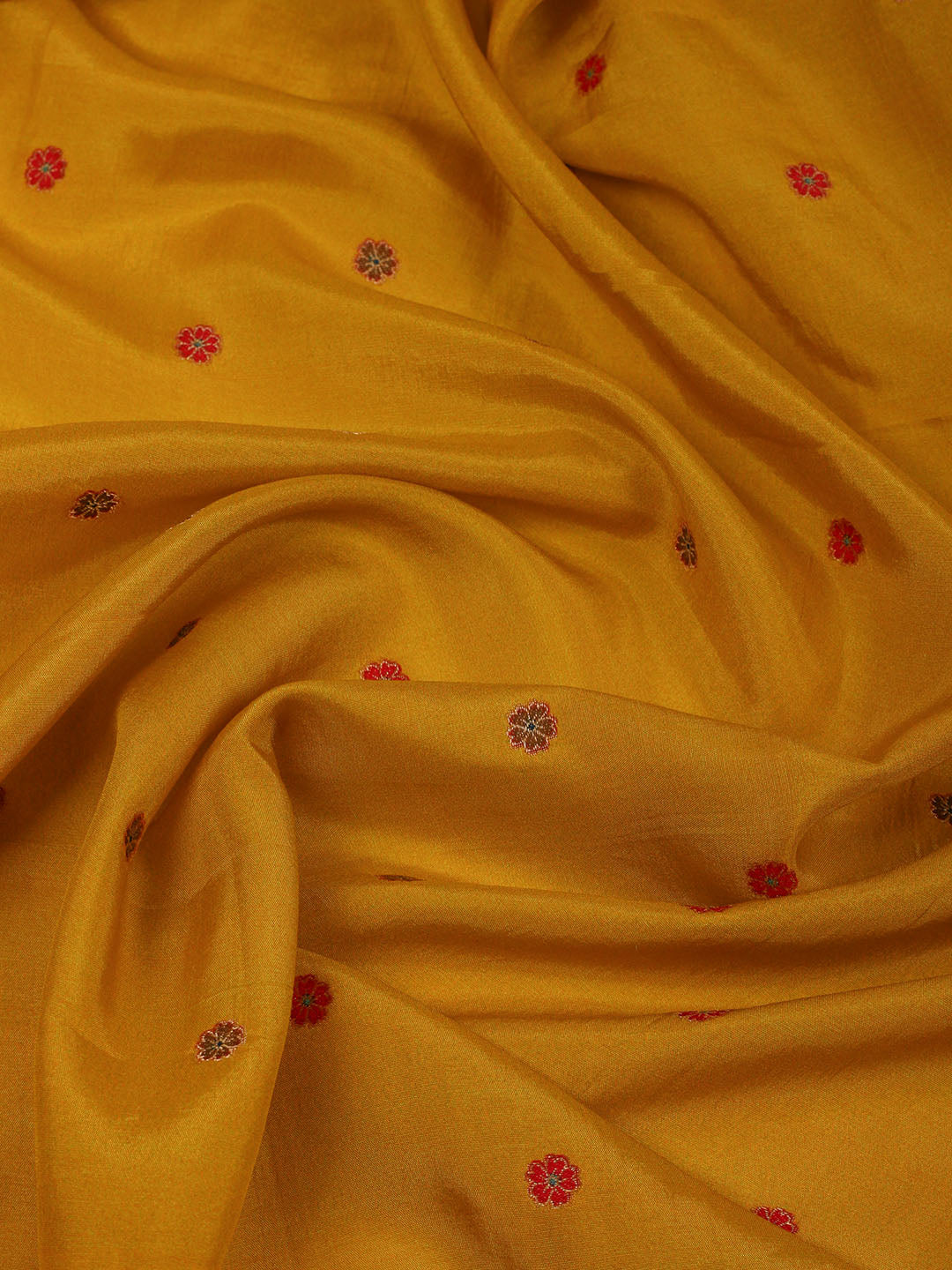 Printed Dola Silk Mustard Saree