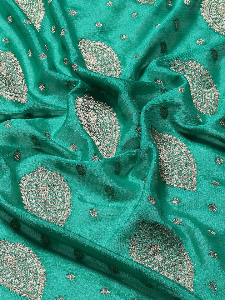 Zari Booti Crepe Plain Saree