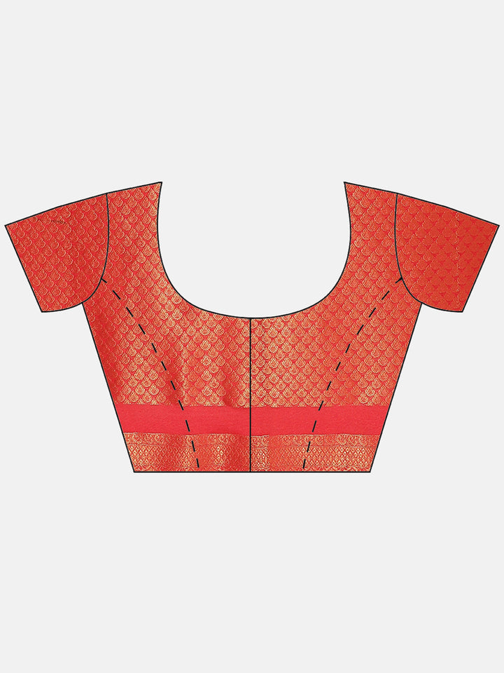 Brocade Zari Jaal  Art Handloom Saree With Contrast Blouse