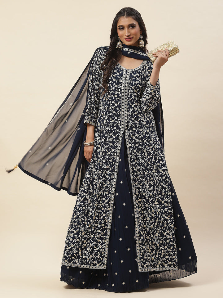 Georgette Kurta With Skirt &amp; Dupatta