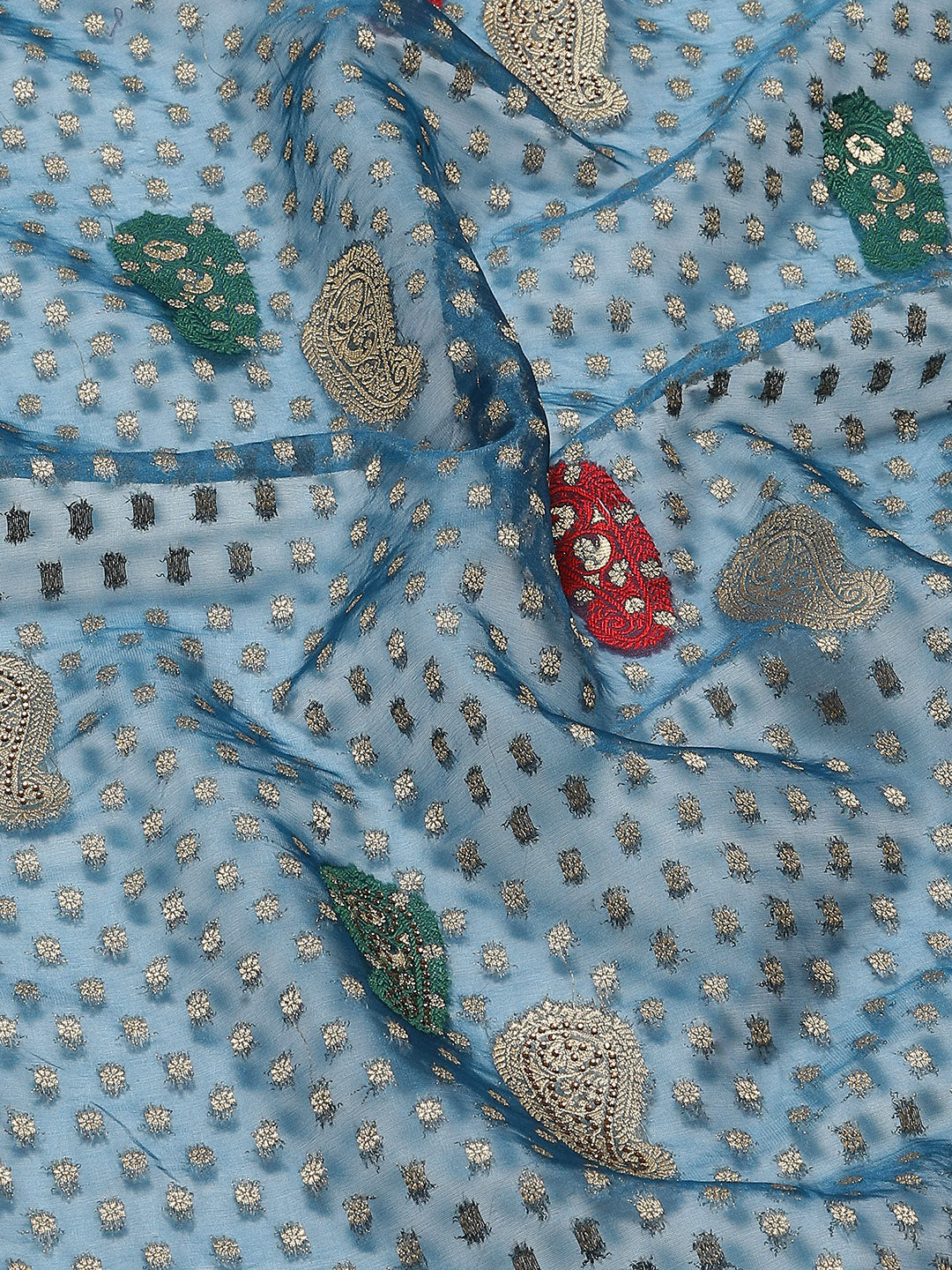 Booti Work Organza Woven Saree