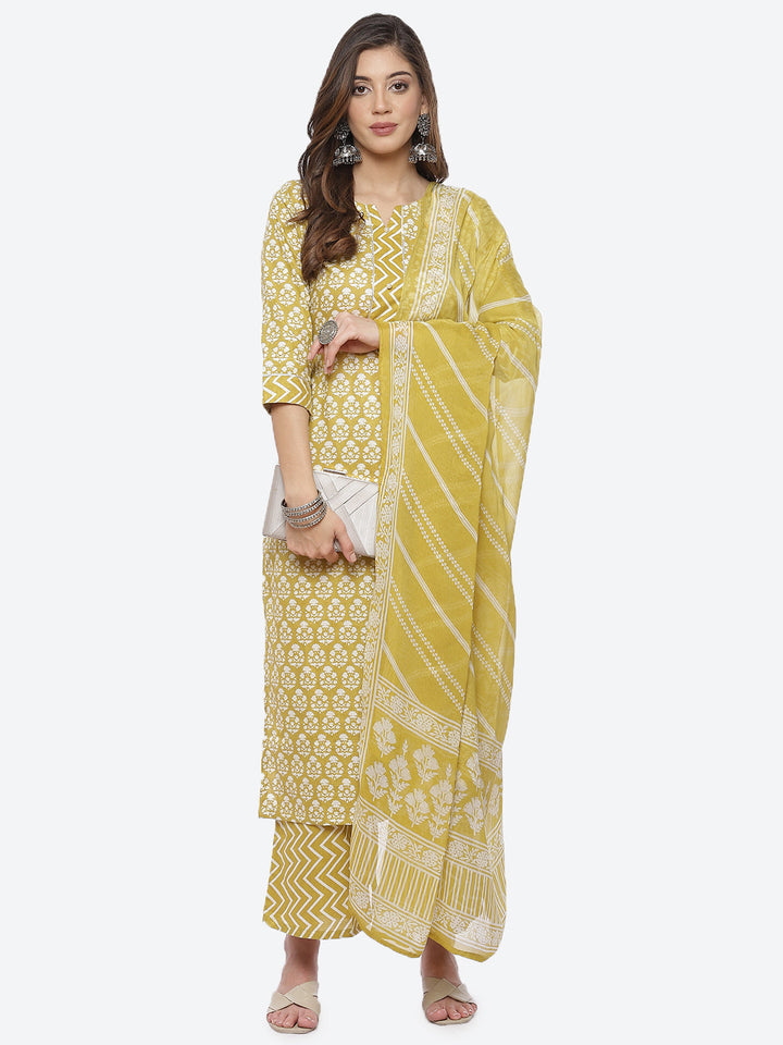 Printed Cotton Stitched Salwar Kameez With Cotton Dupatta