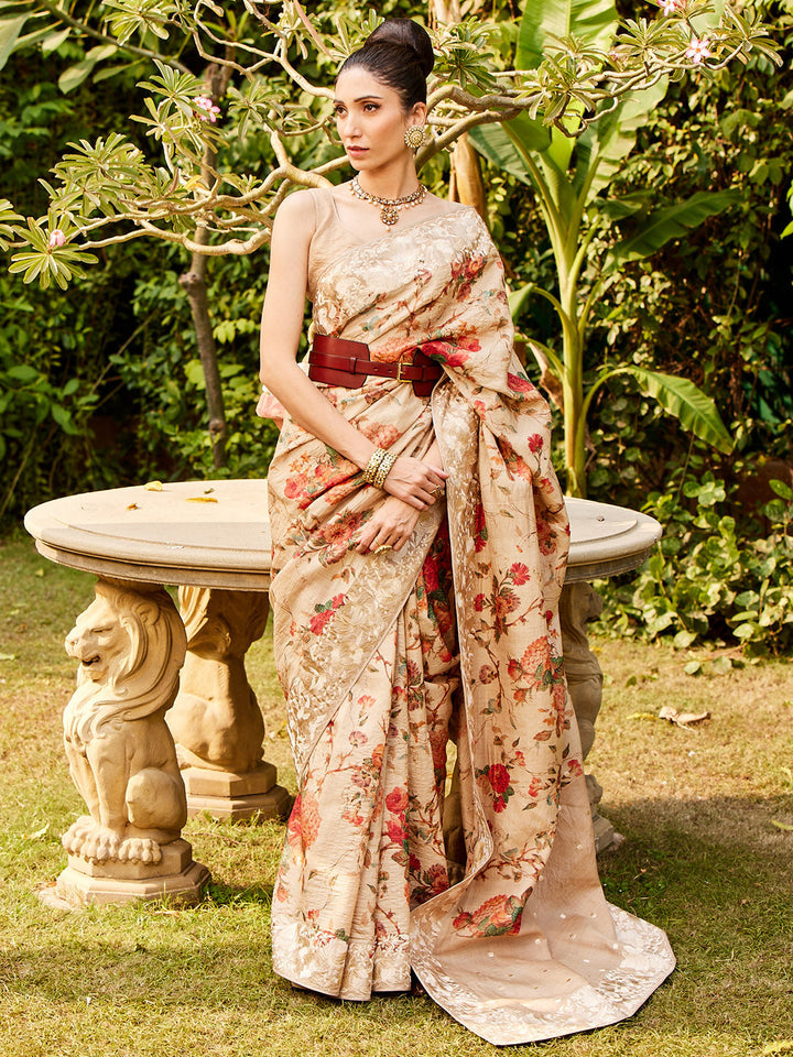 Embroidery Desi Tasar Saree