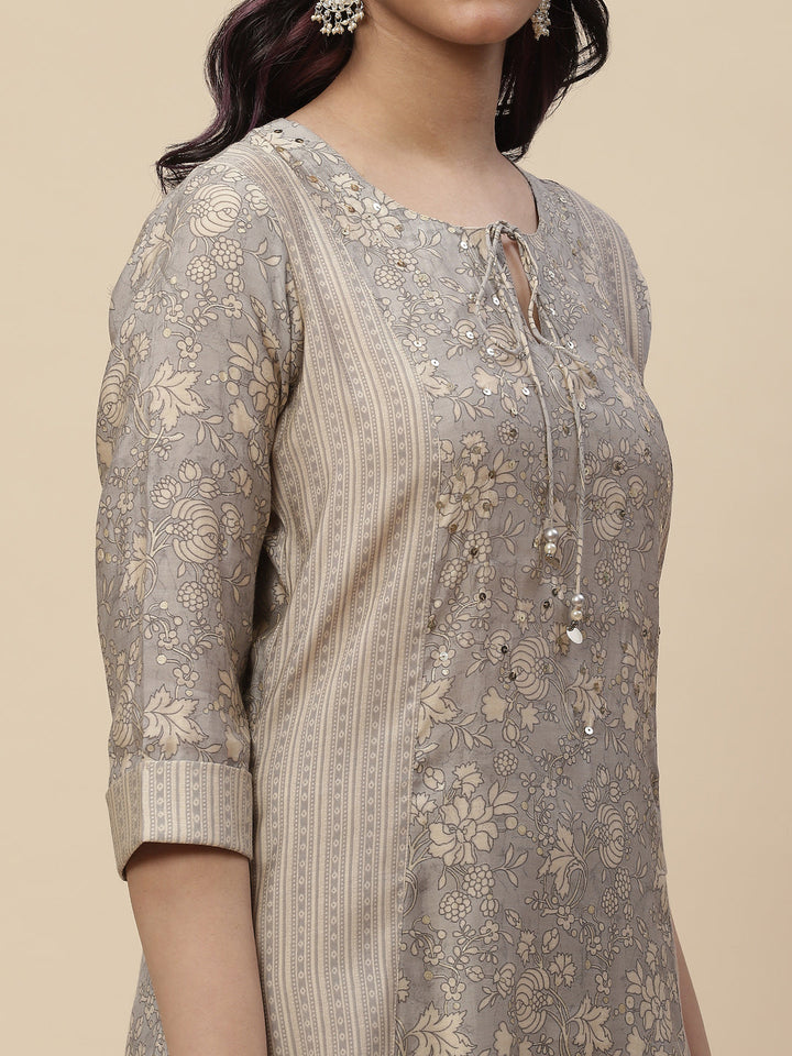 Printed Crepe Kurta With Palazzo