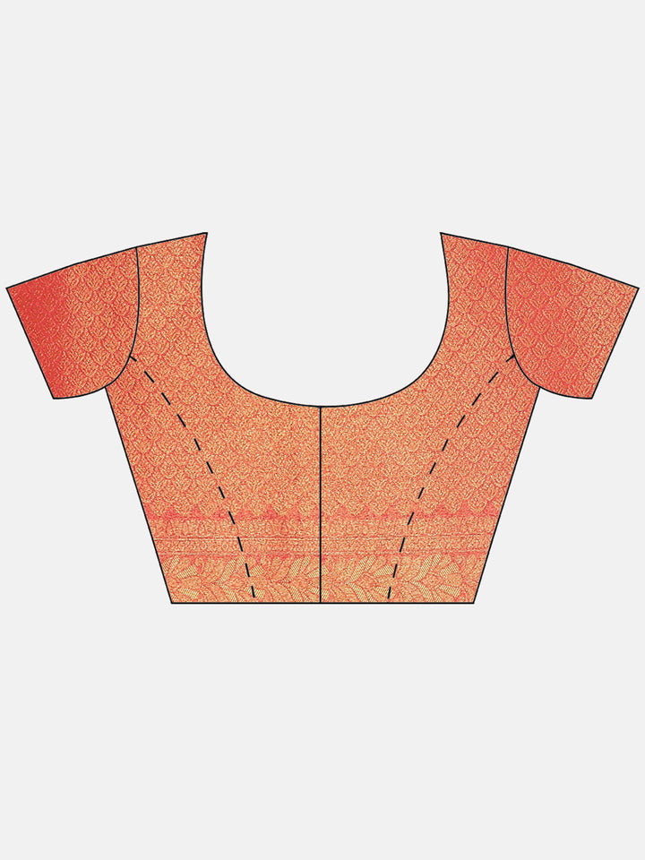 Brocade Zari Jaal Art Handloom Saree  with Contrast Blouse