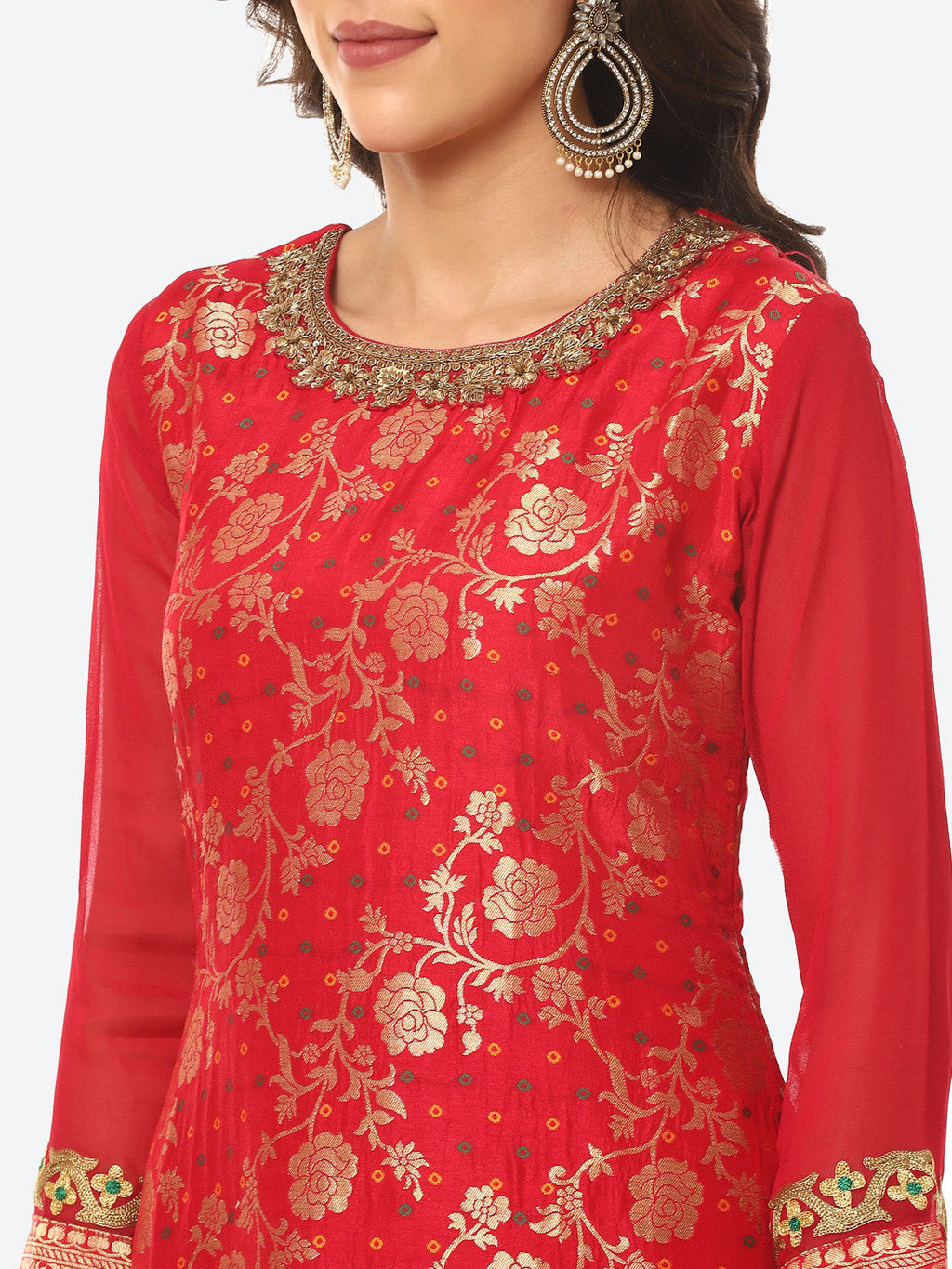 Floral Zari Zaal Banarsi Brocade Kurta With Pant & Dupatta
