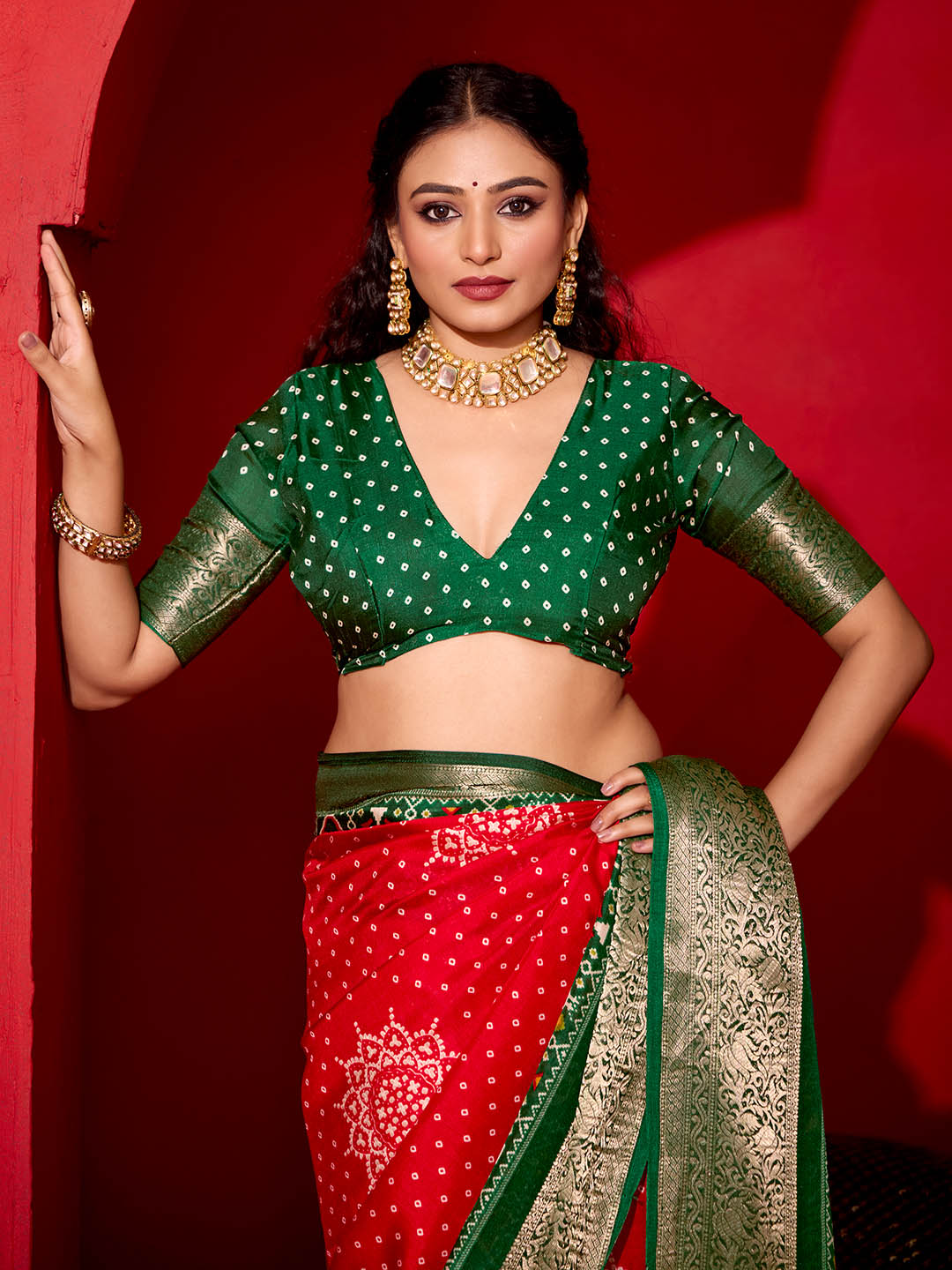 Bandhani Printed Art Silk Saree