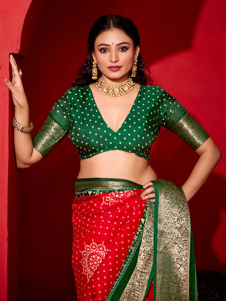 Bandhani Printed Art Silk Saree