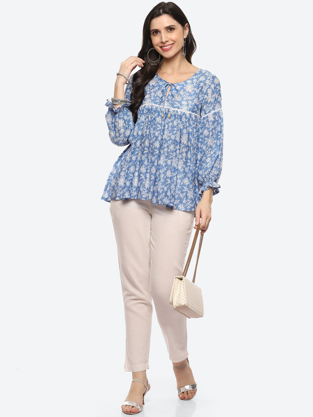 Floral Printed Muslin Kurti