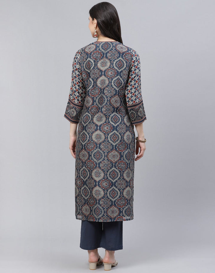 Printed Chanderi Kurti with Pant