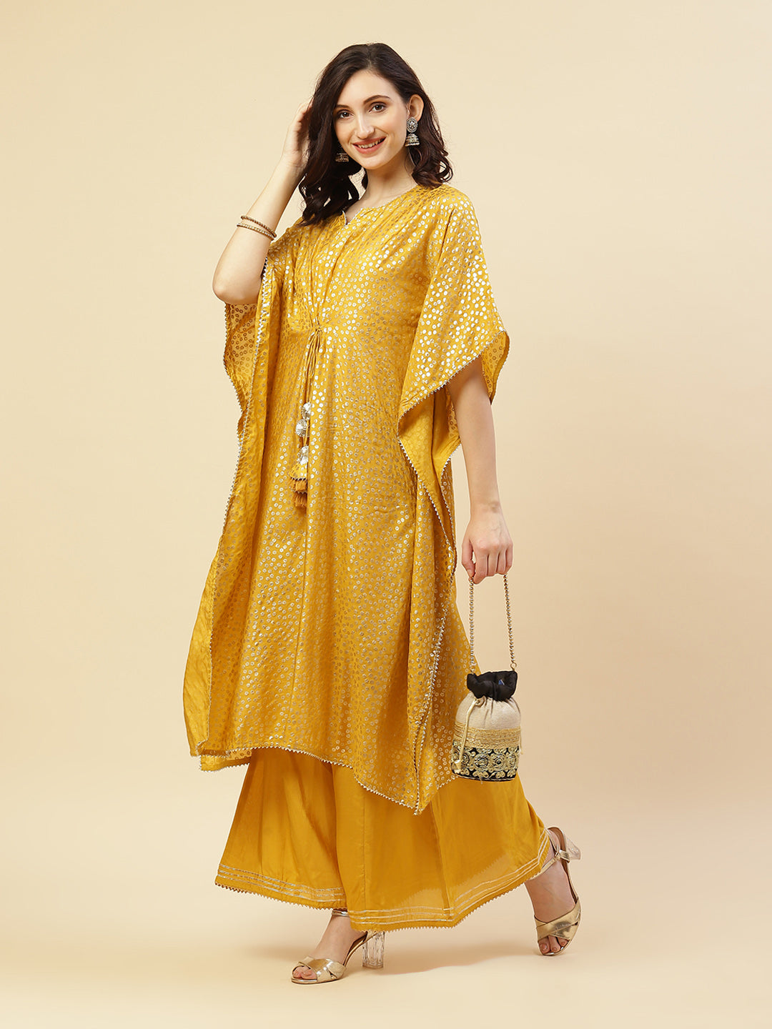 Foil Printed Cotton Muslin Kaftan