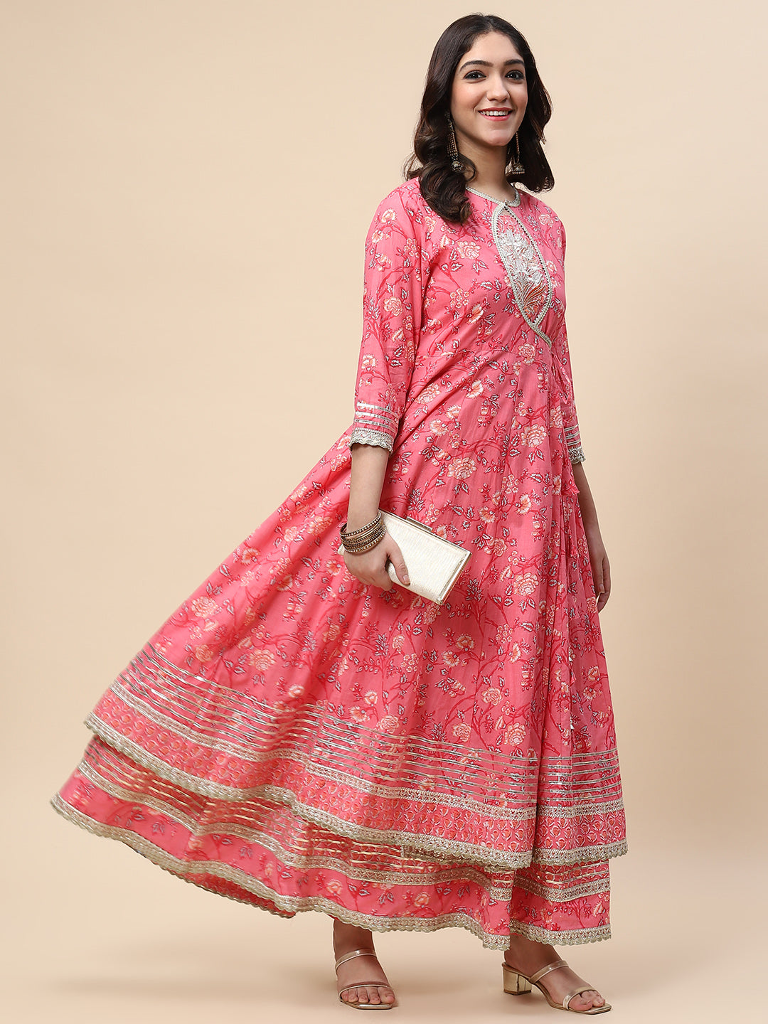 Printed Cotton Double Layer Anarkali Kurta