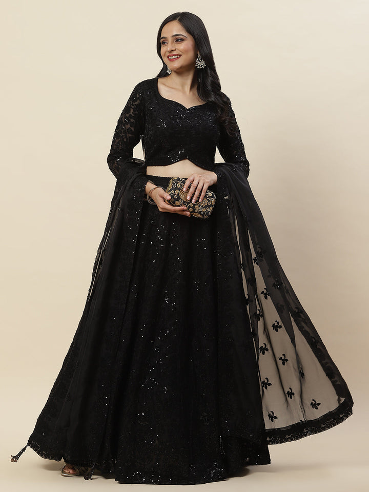 Sequence Work Georgette Choli With Lehenga &amp; Dupatta