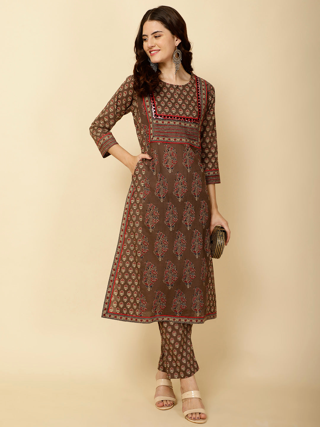Floral Printed Cotton Kurta With Pants