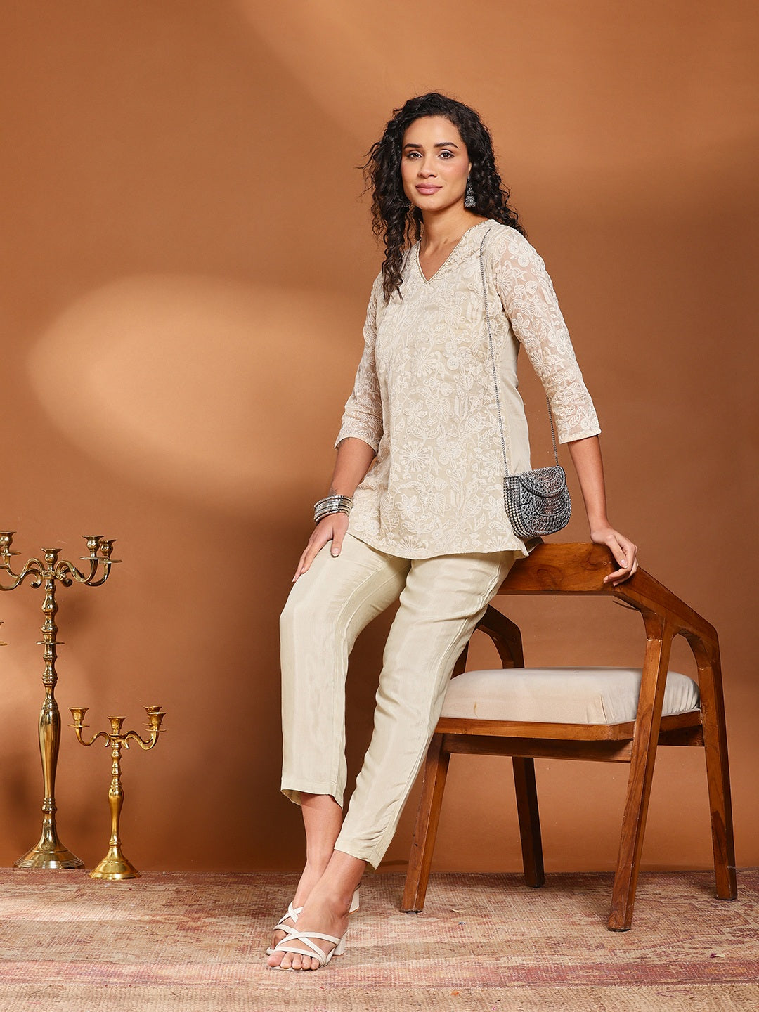 Embroidered Cotton Kurta With Pant