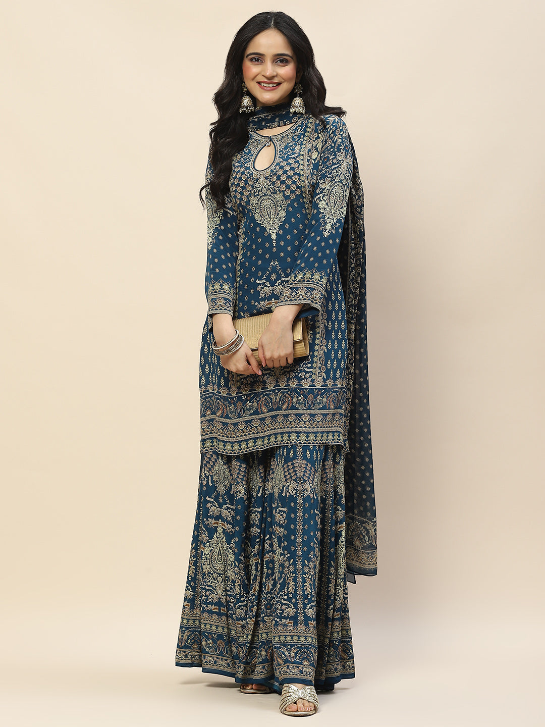 Digital Print Crepe Suit Set With Dupatta