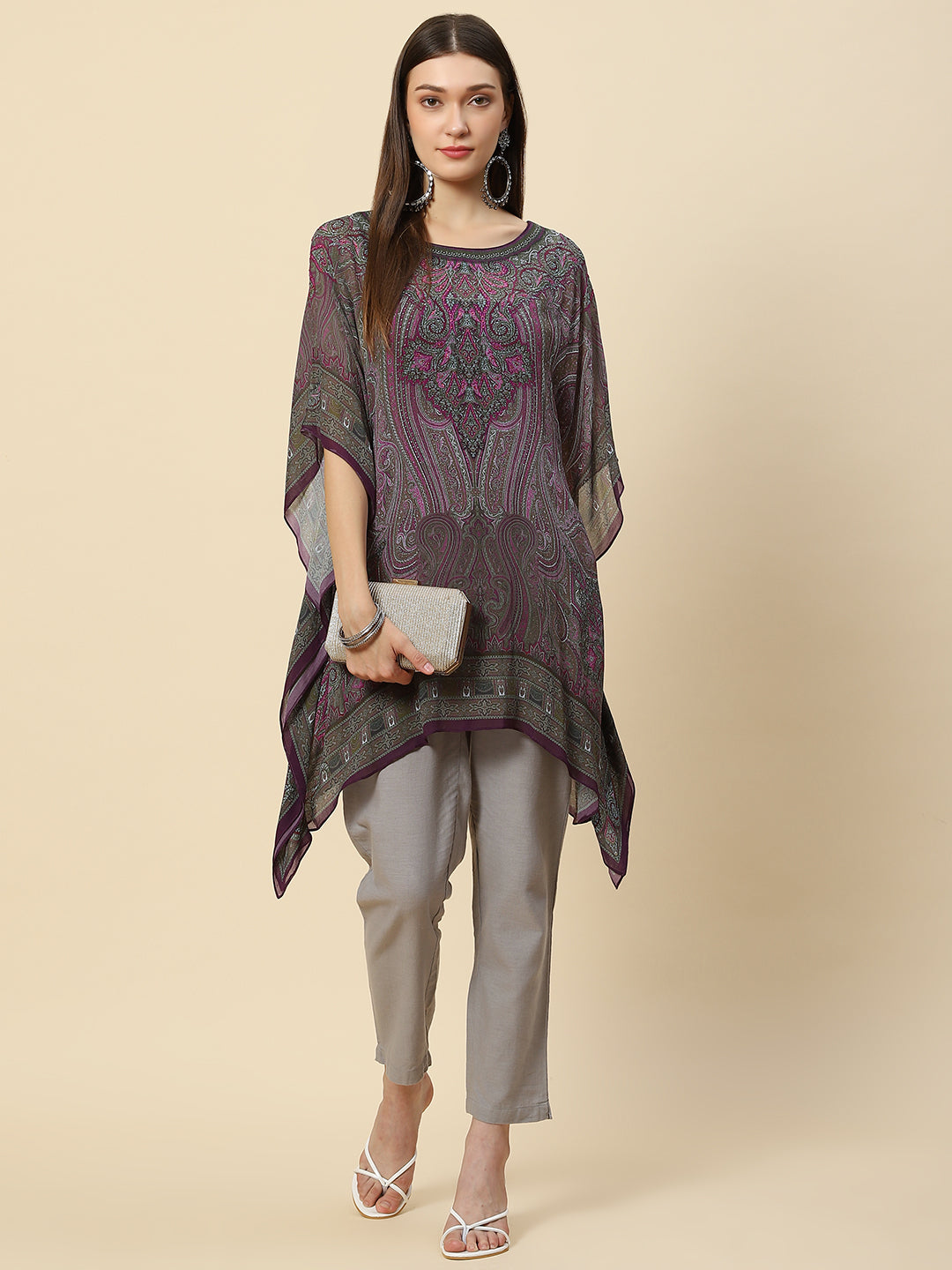 Digital Printed Georgette Kaftan Kurta