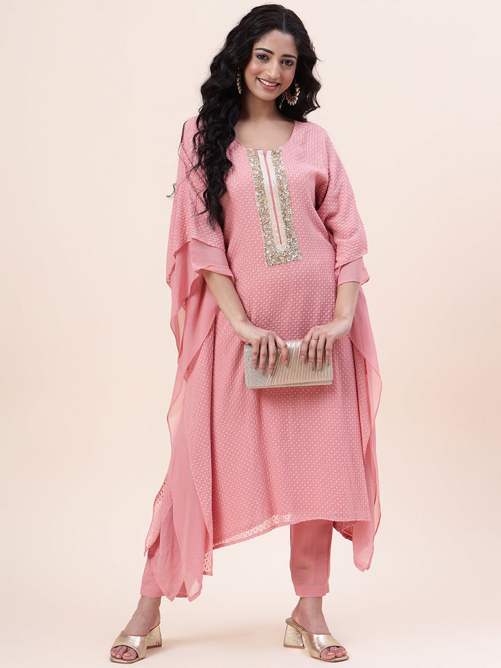 Embroidered Georgette Kurta With Palazzo