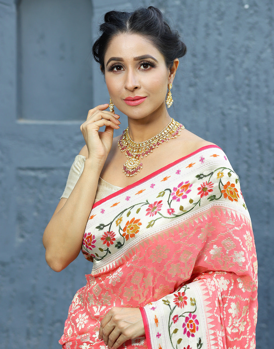 MBZ Meena Bazaar-Banarasi Georgette Khaddi Saree