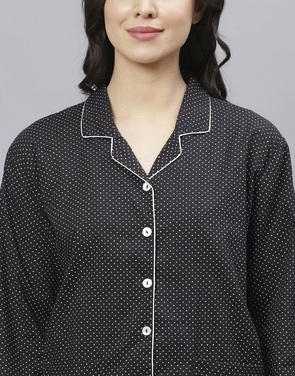Black Cotton Printed Comfort Wear