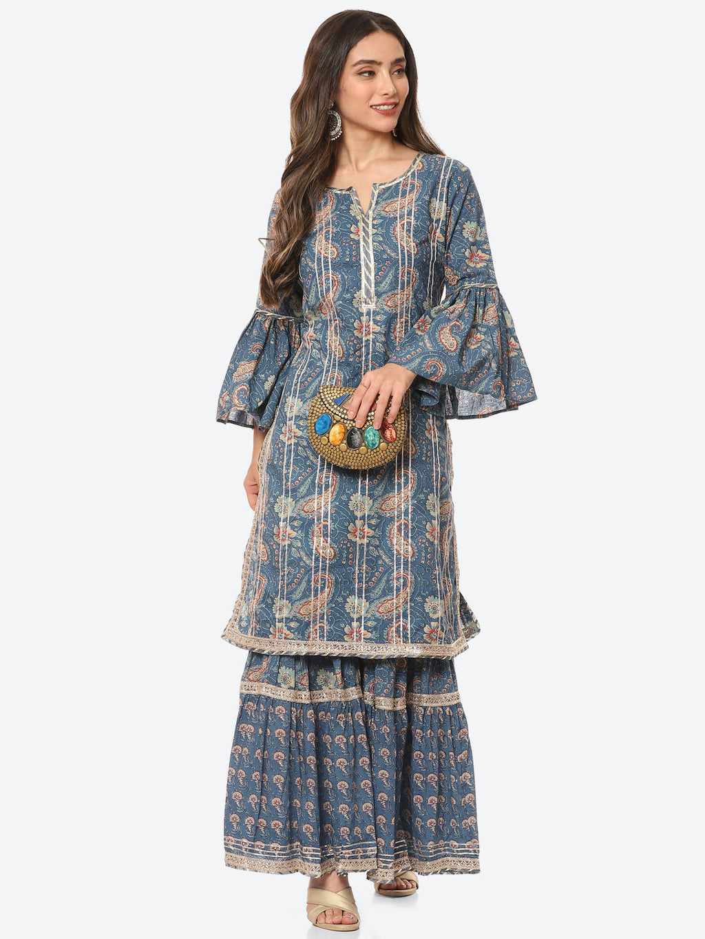 Printed Cotton Kurta With Sharara