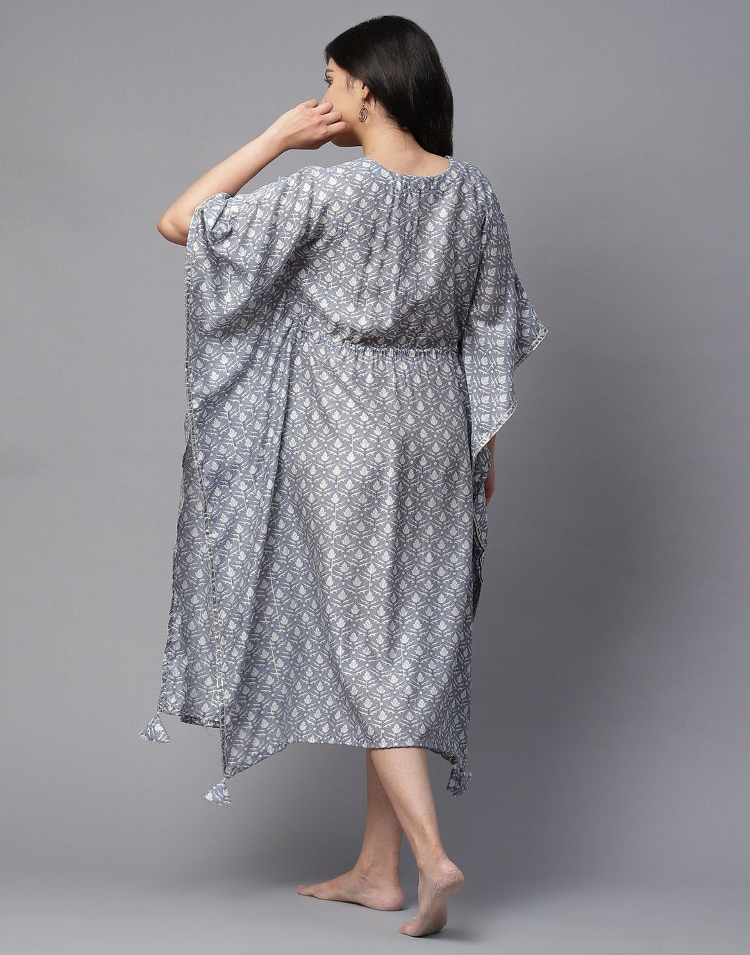 Printed Kaftan with Gota Patti Neck