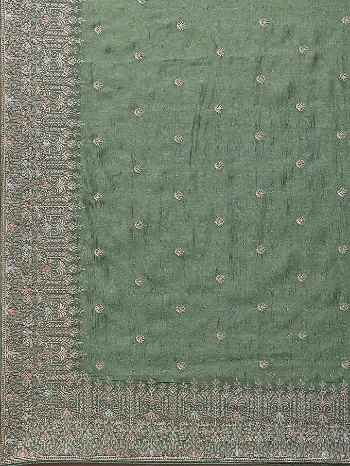 Zari Embroidered Tussar Saree