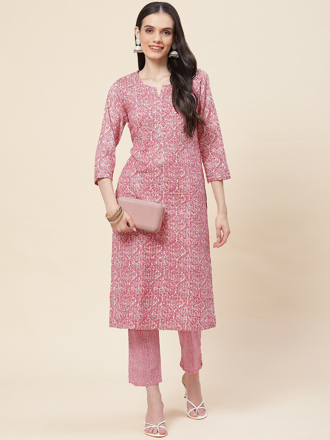 Printed Cotton Kurta With Pants
