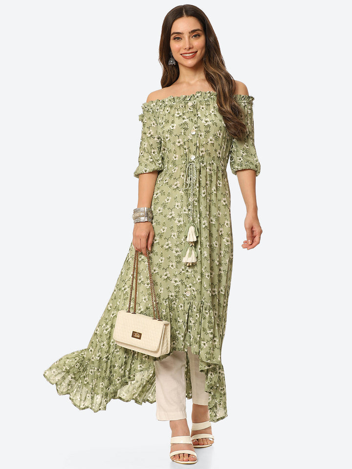 Floral Printed Muslin Kurta