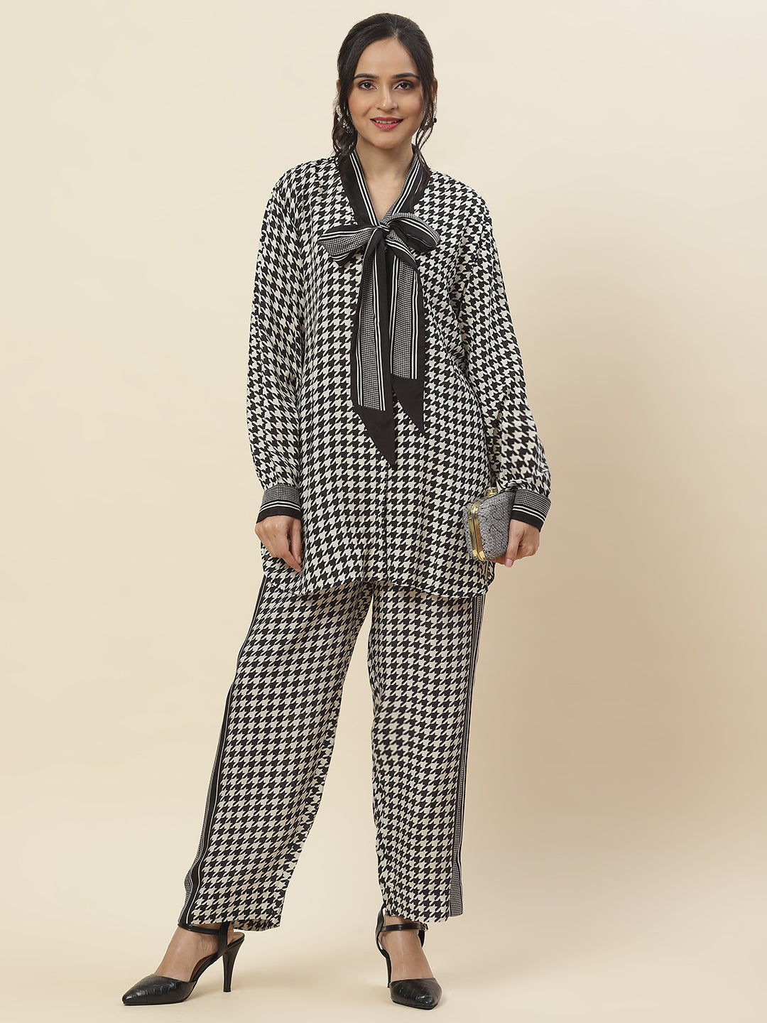 Check Printed Muslin Kurti With Palazzo