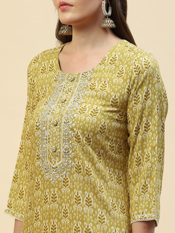 Digital Printed Cotton Kurta With Pants &amp; Cotton Dupatta