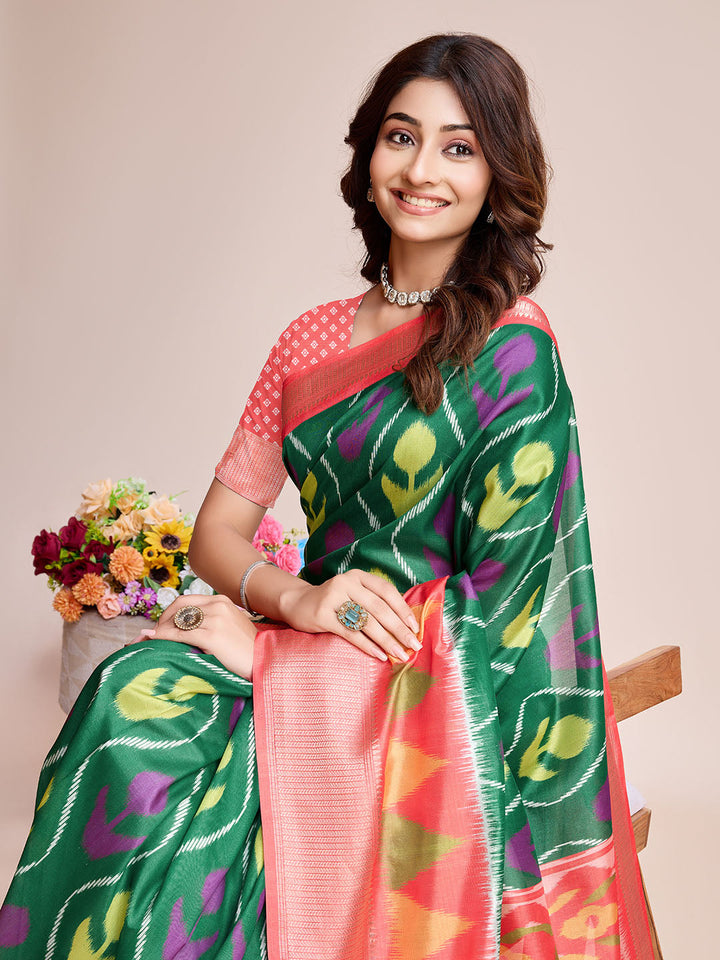 Patola Zari Border Art Silk Woven Saree