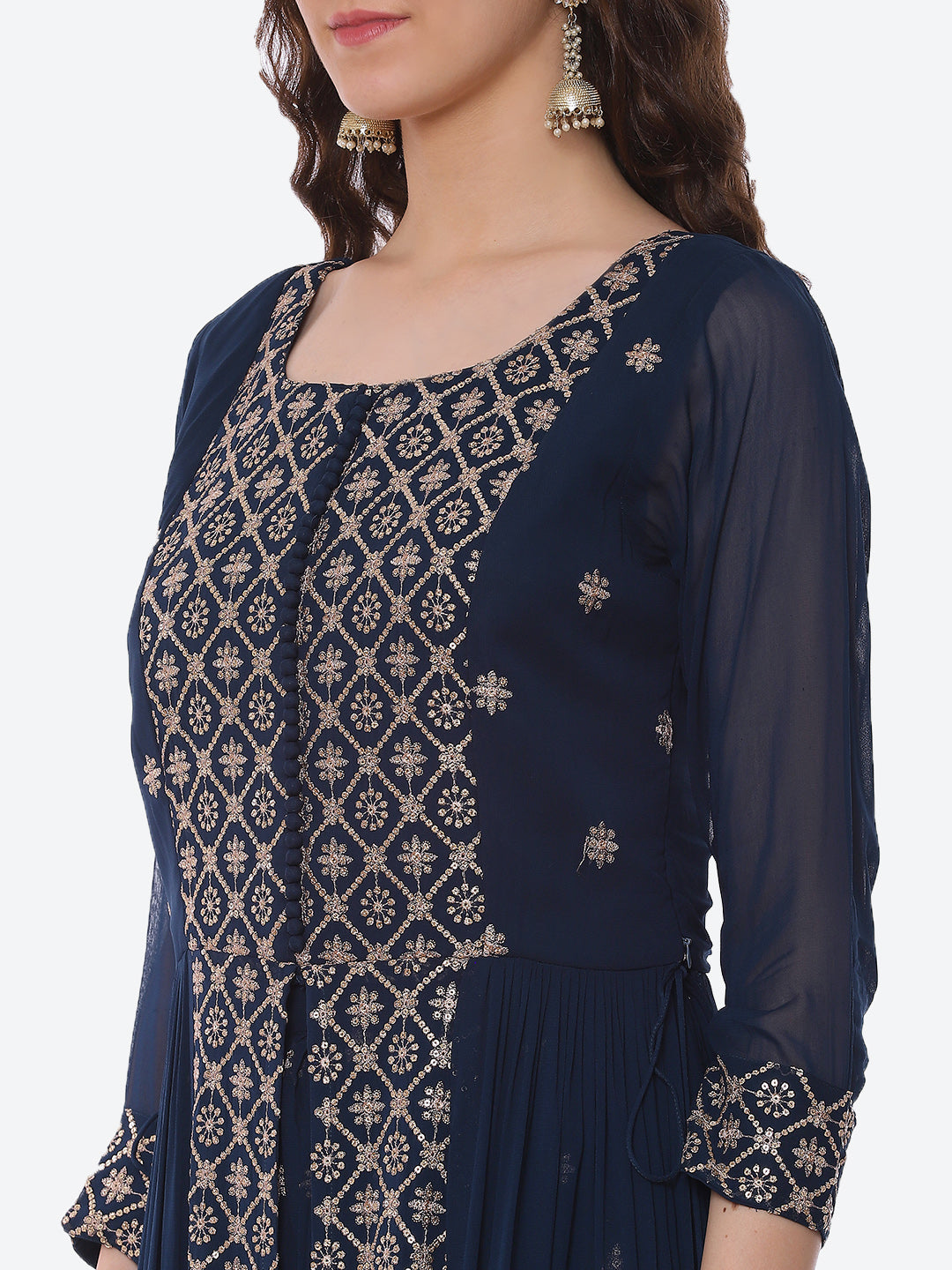Sequin Georgette Kurta With Palazzo &amp; Dupatta