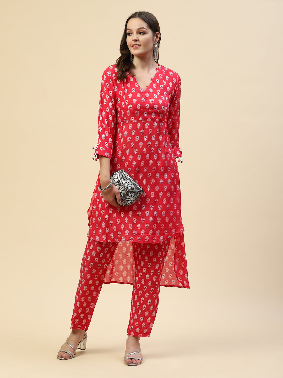 Floral Printed Muslin Kurta With Pants