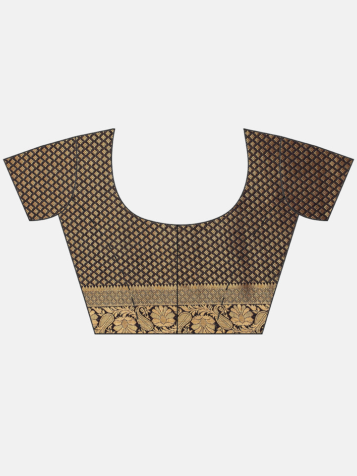 Zari Border Booti Art Handloom Saree With Running Blouse
