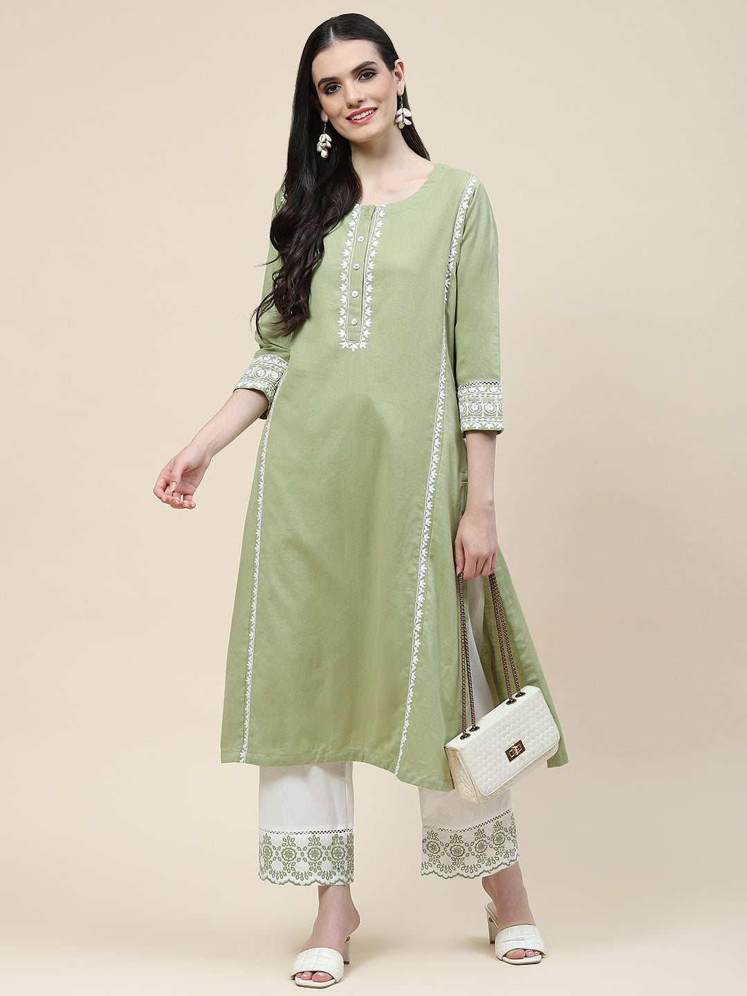 Plain Cotton Kurta With Pants