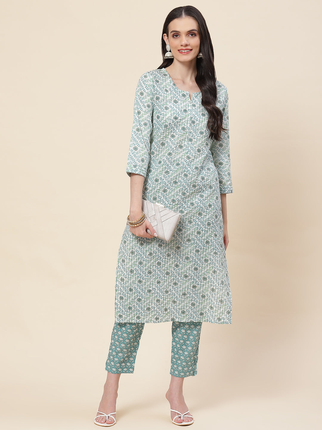 Printed Cotton Kurta With Pants