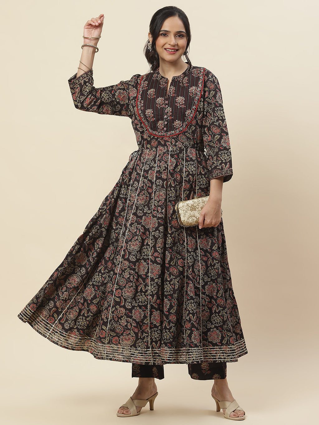 Floral Printed Cotton Kurta With Pants