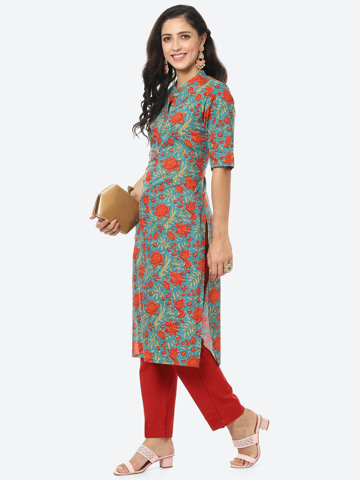Floral Printed Cotton Kurti
